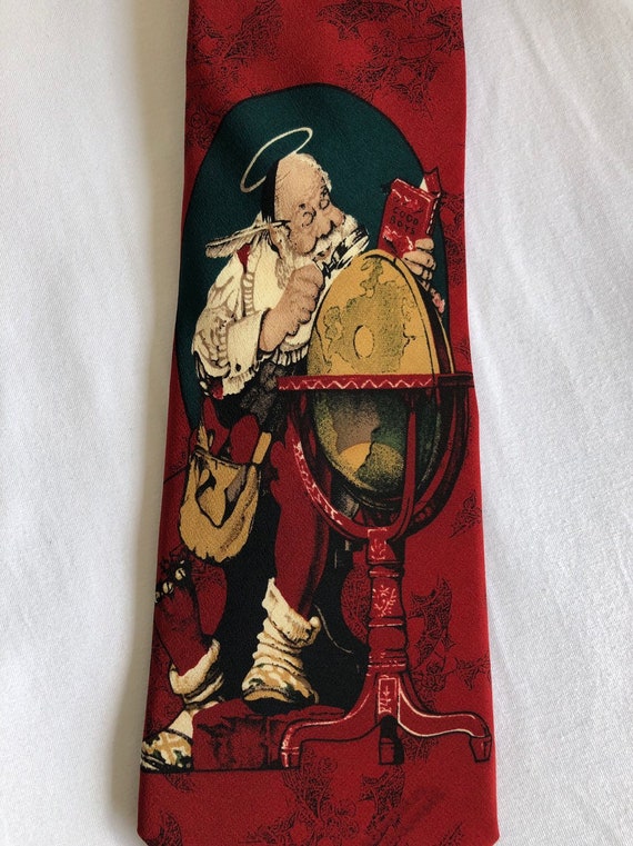 Vintage Norman Rockwell Christmas Tie Saturday Eve