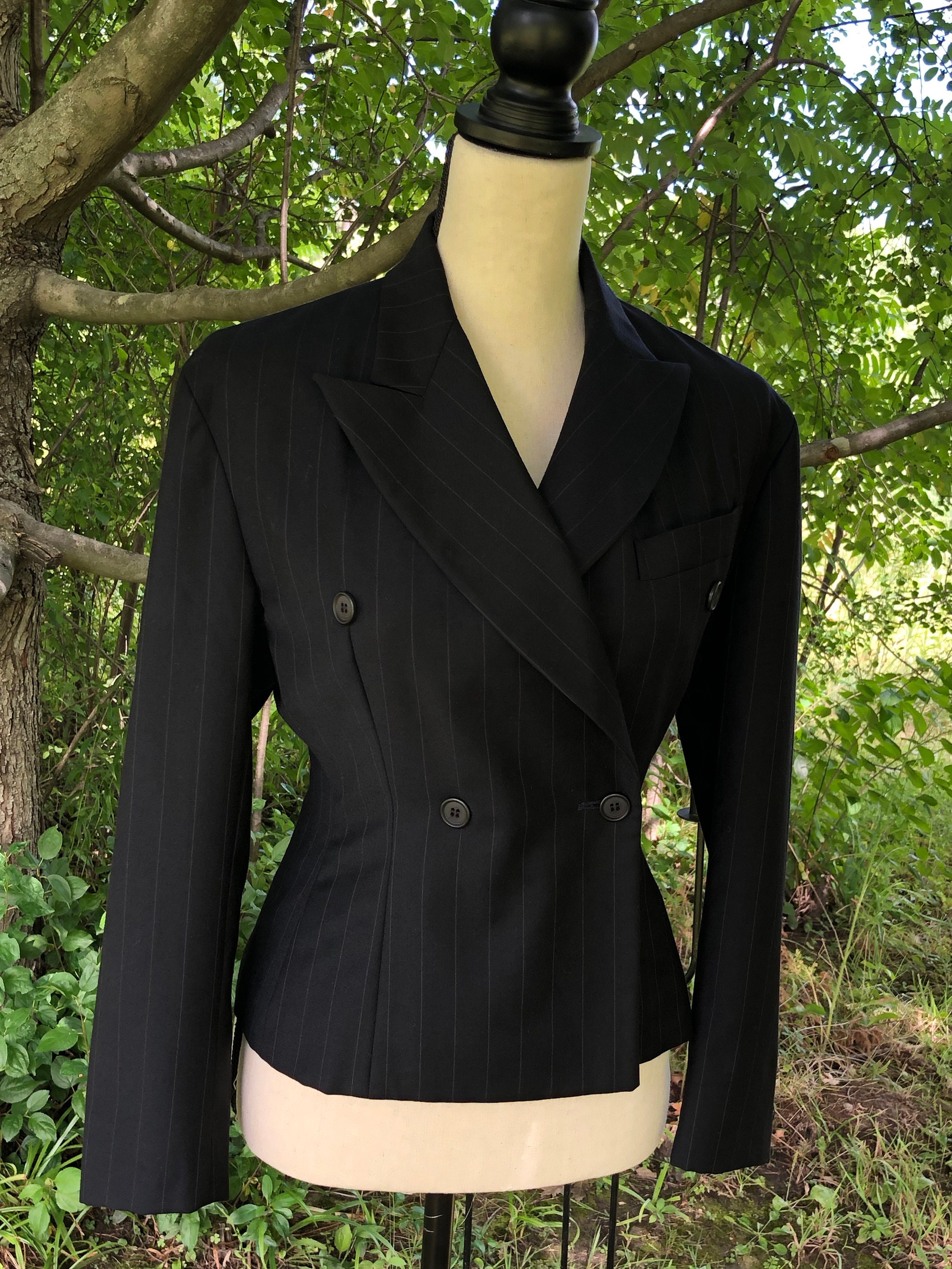 ジャケット DOLCE&GABBANA DOUBLE-BREASTED BLACK PINSTRIPED JACKET Double-breasted pinstripe Sicilia-fit jacket in Multicolor