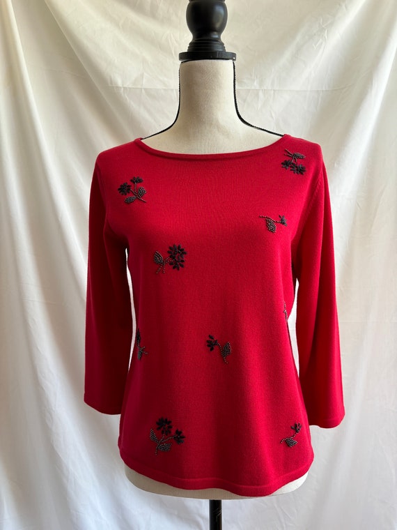 Vintage Sweater Sag Harbor Sweater Red with beauti
