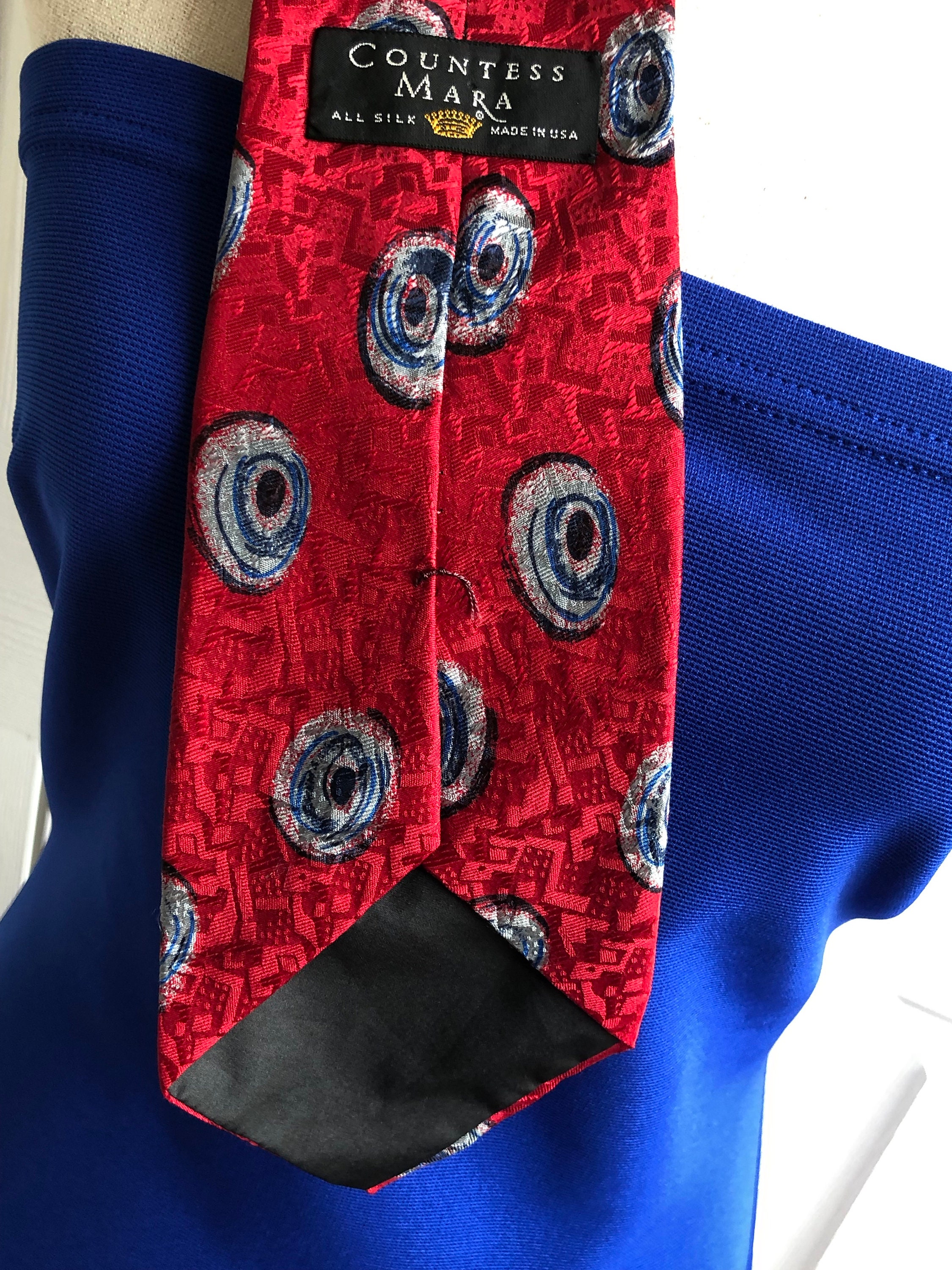 Vintage Countess Mara Red Silk Necktie Made in America Etsy