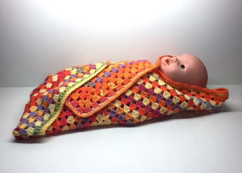 Crochet Blanket Baby Blanket Granny Square Doll Blanket Etsy
