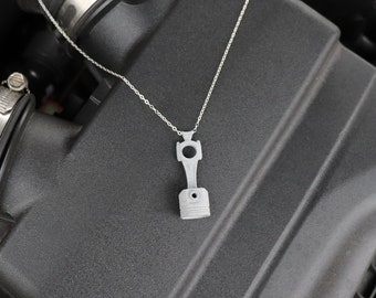 Piston and Connecting Rod Pendant: 3D Printed Nylon Necklace for Gear Heads