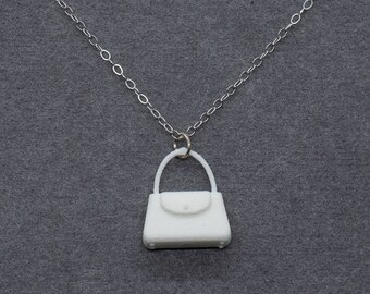 Purse Pendant, 3D Printed Nylon White Purse with Sterling Silver Chain  Necklace, Shopaholic Gifts, Miniature Purse, Purse Gift