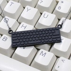 Computer Keyboard Necklace, 3D Printed Black Nylon Tech Gift image 1