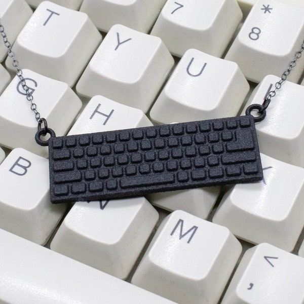 Computer Tastatur Halskette, 3D Gedruckt Schwarz Nylon Tech Geschenk