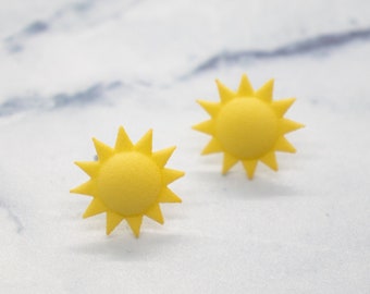 Sun Stud Earrings: 3D Printed Earrings, You Are My Sunshine Gift, Gold Sun Earrings, Sun Jewelry, Fun Earrings, Mini Sun Post Earrings