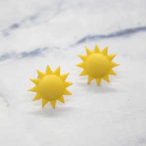 Sun Stud Earrings, 3D Printed Earrings, You Are My Sunshine Gift, Gold Sun Earrings, Sun Jewelry, Fun Earrings, Mini Sun Post Earrings