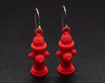 Fire Hydrant Earrings, 3D Printed Red Nylon Jewelry for Firefighters, Firefighter Earrings, Red Hydrant, Fire Department