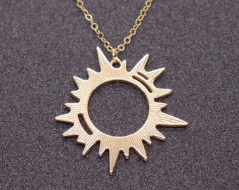 Ketting zonsverduistering: 3D-geprinte zonhanger voor zonsverduistering 2026, zonsverduistering totaliteit met corona, astronomiecadeau, ruimtecadeau