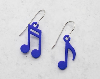 Music Note Earrings, 3D Printed Eighth Note and Sixteenth Note, Musician Gift, Music Earrings for Music Teacher Gift, Music Notes