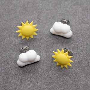 Weather Stud Earring Set, 3D Printed Mix N&#39; Match Sun and Cloud Jewelry
