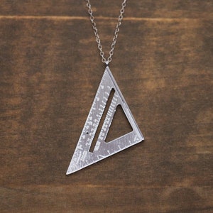Carpenter Speed Square Pendant, 3D Printed Construction Jewelry, DIYer Gift, Women in Construction, Carpenter Square Necklace