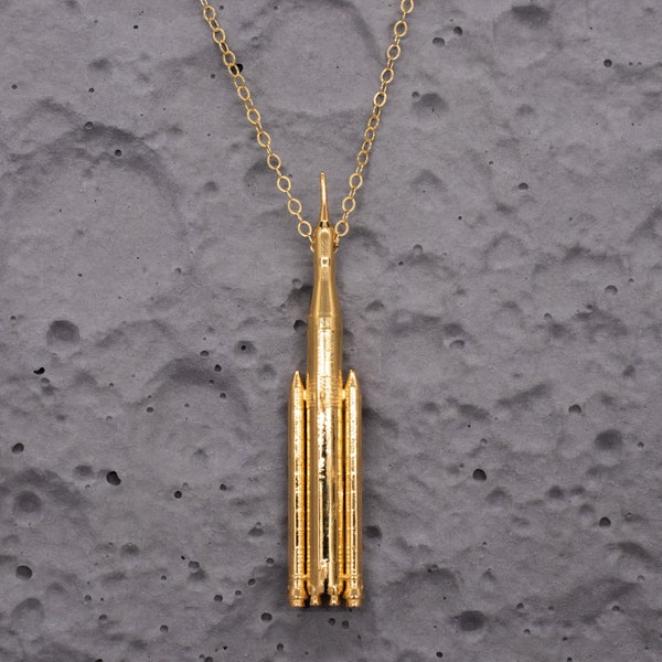 NASA Artemis Necklace, 3D Printed Artemis Program SLS Rocket, NASA Jewelry, Artemis Jewelry, Space Gift, Made to Order