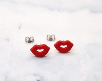 Kissing Lips Stud Earrings 3D Printed Red Nylon Etsy Australia