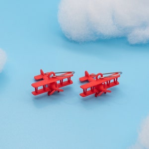 Biplane Earrings, 3D Printed Nylon Airplane Jewelry