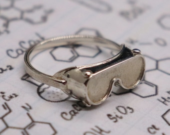 Safety Goggle Ring, 3D Printed Sterling Silver Scientist Gift, MADE TO ORDER