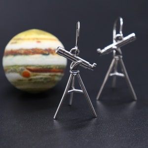 Refractor Telescope Earrings, 3D Printed Astronomer Jewelry, Telescope Jewelry, Astronomy Gifts, Space Gifts, Star Gazer