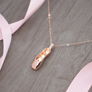 Pointe Shoe Pendant, Ballet Necklace for Ballerina Gift, Rose Gold Dance Recital Gift, Dance Teacher Gift, Dancer Gift