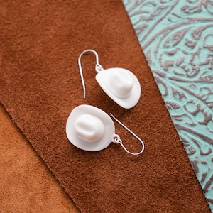 Cowboy Hat Earrings, Miniature Cowgirl Hats, 3D Printed Western Jewelry, Unique Cowgirl Gift