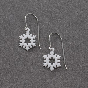 Small Snowflake Earrings, 3D Printed Nylon Winter Jewelry & Christmas Party