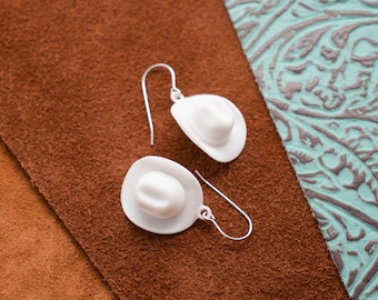 Cowboy Hat Earrings, Miniature Cowgirl Hats, 3D Printed Western