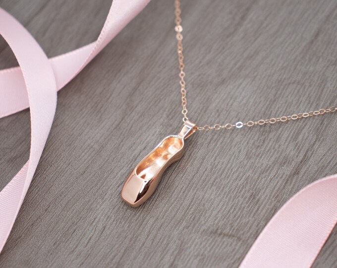 Pointe Shoe Pendant: Ballet Necklace for Ballerina Gift, Rose Gold Dance Recital Gift, Dance Teacher Gift, Dancer Gift