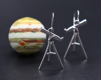 Refractor Telescope Earrings: 3D Printed Astronomer Jewelry, Telescope Jewelry, Astronomy Gifts, Space Gifts, Star Gazer