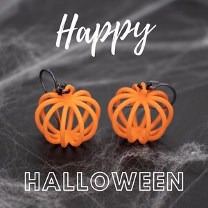 Wireframe Pumpkin Earrings, 3D Printed Harvest Fall Jewelry image 8