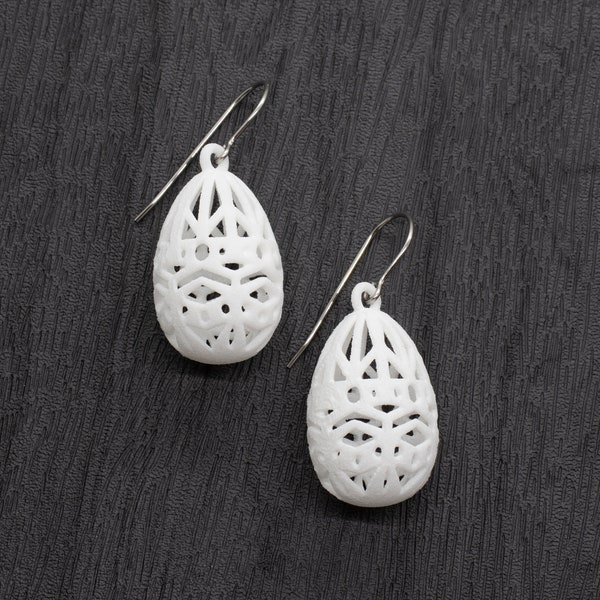 Faberge Egg Hollow Earrings, 3D Printed Nylon Jewelry for Easter