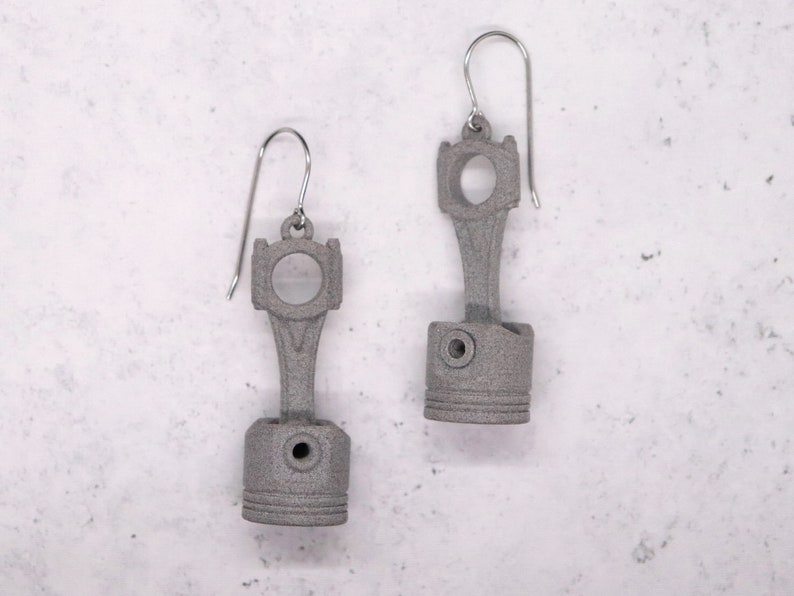 Piston and Connecting Rod Earrings 3D Printed Nylon Jewelry Etsy