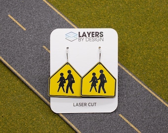 Oorbellen schoolzone: cadeau kruiswachter, cadeau schoolbegeleider, cadeau schoolbeheerder, oorbellen leraar, cadeau eerste schooldag