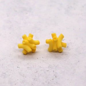 Mac N Cheese Stud Earrings: 3D Printed Macaroni and Cheese Posts, Funny Gift for Her, Foodie Gift, Mac and Cheese Miniature Food, Food Gifts image 4