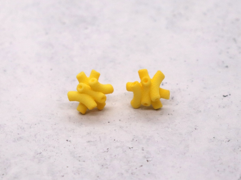 Mac N Cheese Stud Earrings: 3D Printed Macaroni and Cheese Posts, Funny Gift for Her, Foodie Gift, Mac and Cheese Miniature Food, Food Gifts image 4