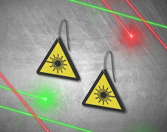 Laserveiligheidsoorbellen: lasergesneden sieradencadeau, grappig veiligheidscadeau waarschuwingsbord, laserstraaloorbellen, unieke oorbellen lasergesneden acryl