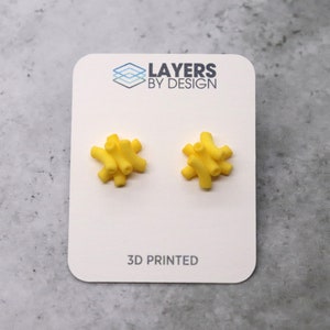 Mac N Cheese Stud Earrings: 3D Printed Macaroni and Cheese Posts, Funny Gift for Her, Foodie Gift, Mac and Cheese Miniature Food, Food Gifts image 7