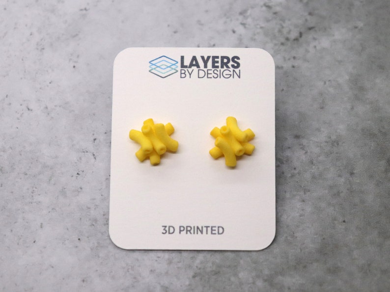 Mac N Cheese Stud Earrings: 3D Printed Macaroni and Cheese Posts, Funny Gift for Her, Foodie Gift, Mac and Cheese Miniature Food, Food Gifts image 7