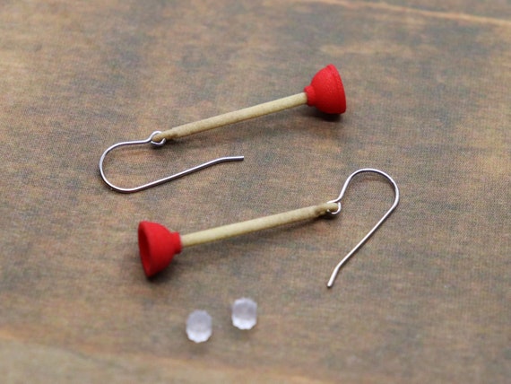 Toilet Plunger Earrings Funny Earrings 3D Printed Jewelry - Etsy Toilet Plunger Earrings Funny Earrings 3D Printed Jewelry - Etsy