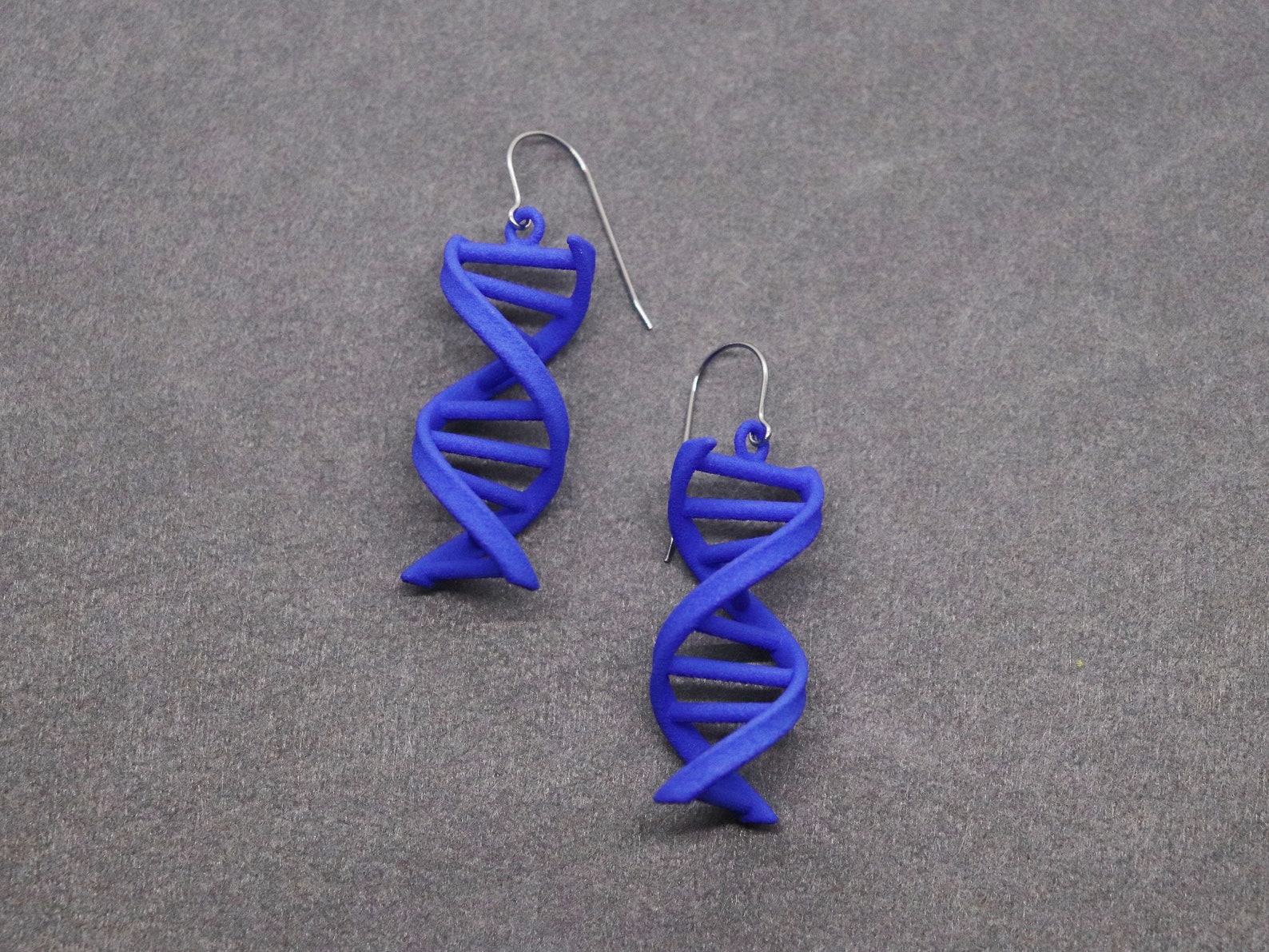 DNA Strand Earrings 3D Printed Nylon Blue Jewelry for Etsy