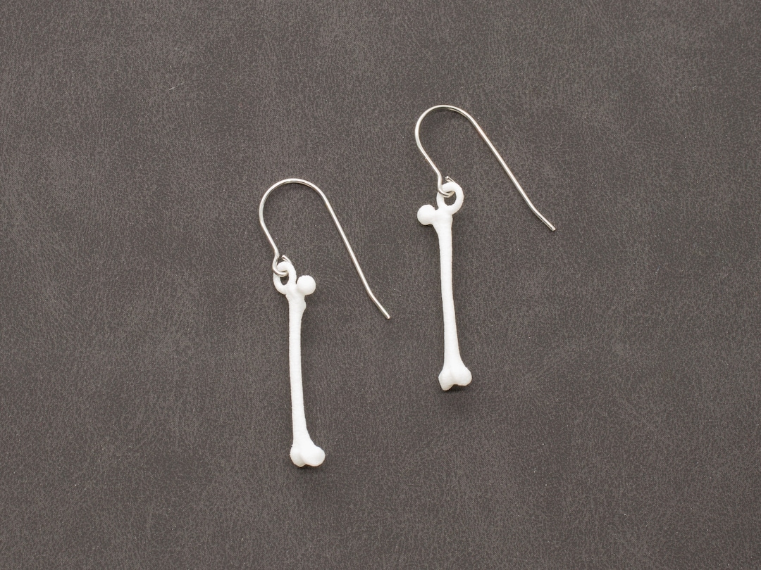Bone Earrings, 3D Printed White Plastic Bone Jewelry, Gift for Xray
