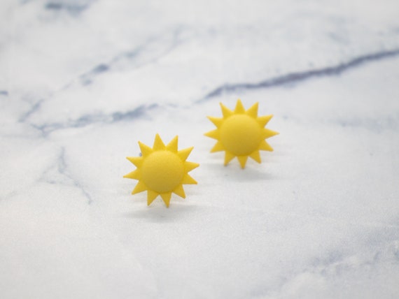 Sun Stud Earrings: 3D Printed Earrings, You Are My Sunshine Gift, Gold Sun Earrings, Sun Jewelry, Fun Earrings, Mini Sun Post Earrings