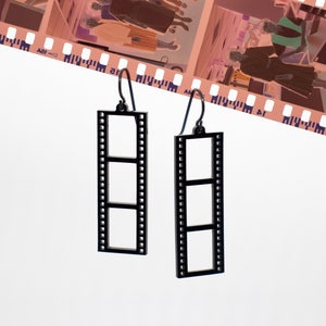 Filmstrip Earrings, Laser Cut Black Acrylic Gift for Photographers & Videographers