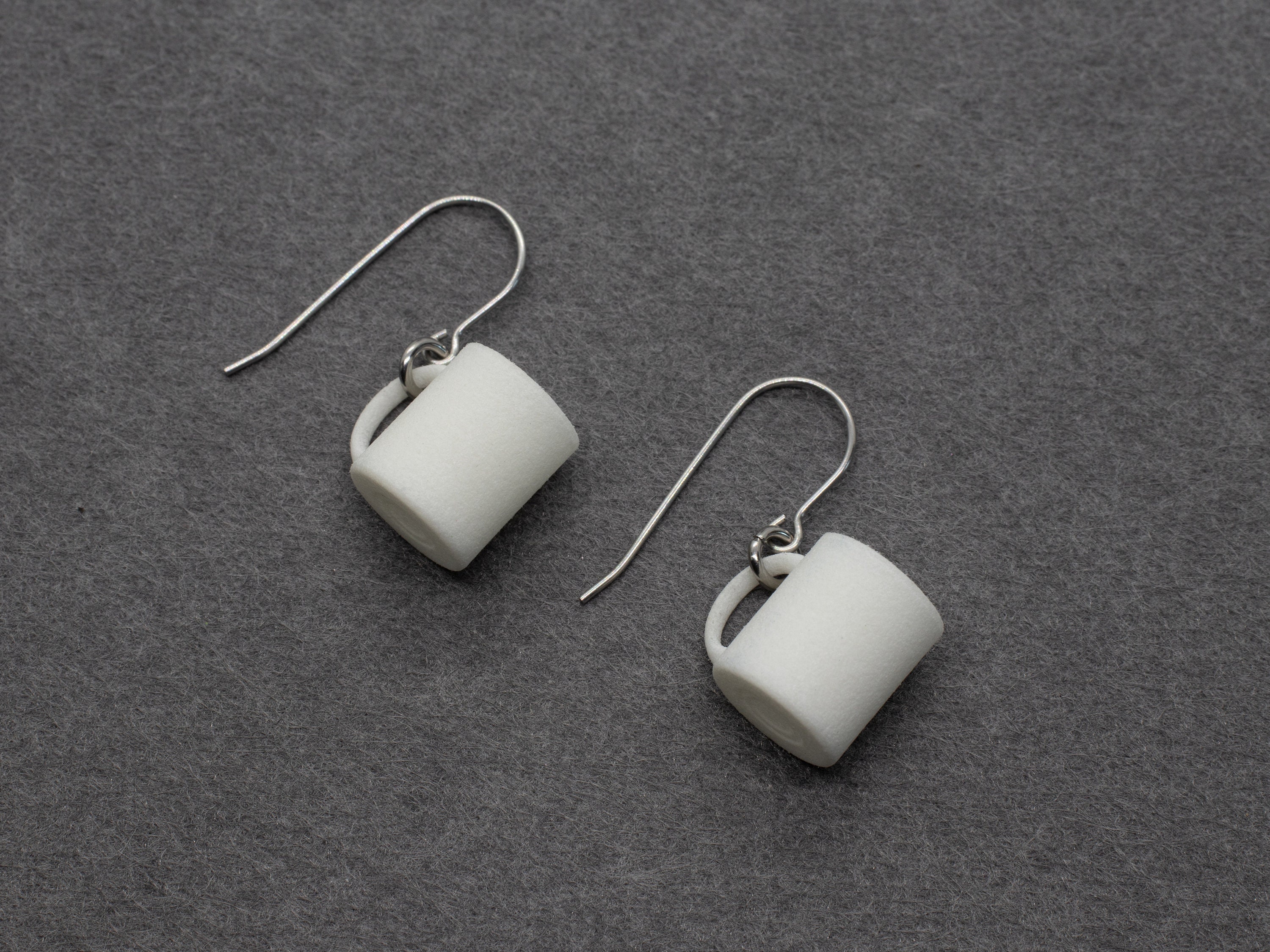 Coffee Mug Earrings 3D Printed White Nylon Miniatures Etsy