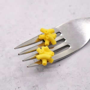Mac N Cheese Stud Earrings: 3D Printed Macaroni and Cheese Posts, Funny Gift for Her, Foodie Gift, Mac and Cheese Miniature Food, Food Gifts image 2