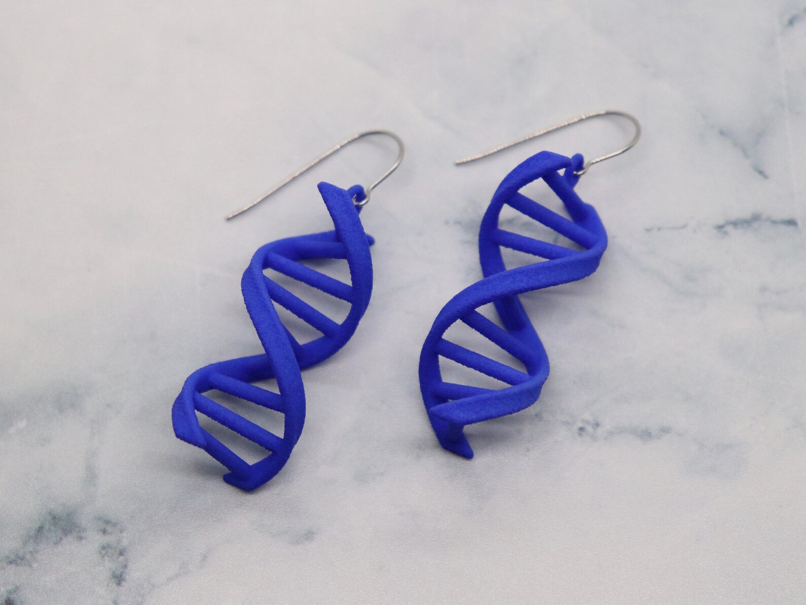 DNA Strand Earrings 3D Printed Nylon Blue Jewelry for Etsy