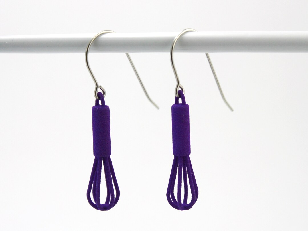 Whisk Earrings 3D Printed Nylon Multiple Colors Gift for Etsy