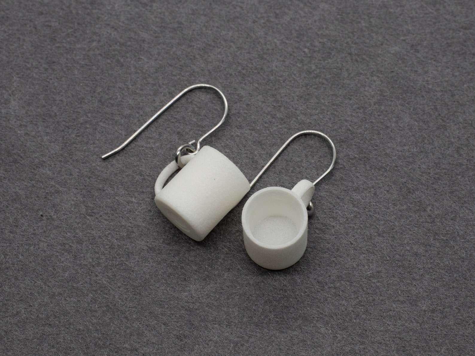 Coffee Mug Earrings 3D Printed White Nylon Miniatures Etsy