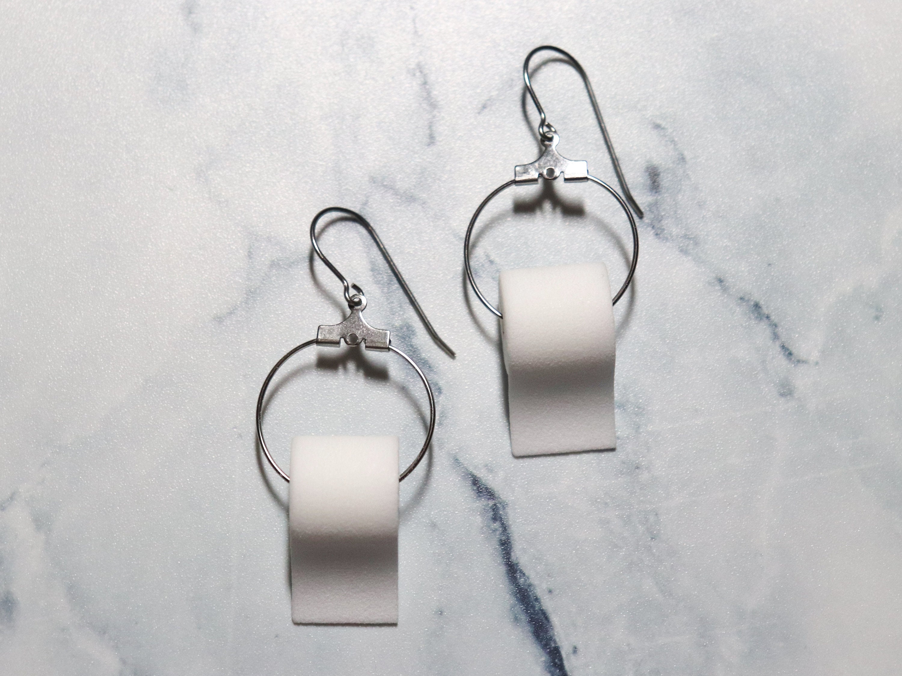 Toilet Paper Roll Earrings 3D Printed Nylon & Stainless Etsy