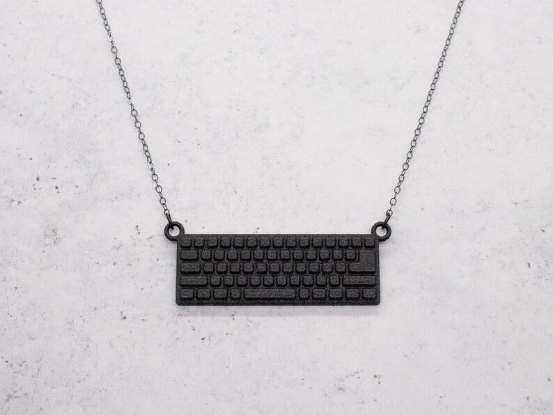 Computer Keyboard Necklace 3D Printed Black Nylon Tech Gift | Etsy