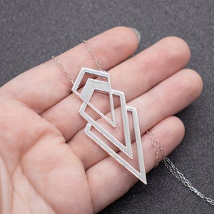 Valorous Necklace, Art Deco Jewelry, 3D Printed Jewelry, Silver Jewelry for Women, Gold Trendy Jewelry, Sterling Geometric Jewelry image 5