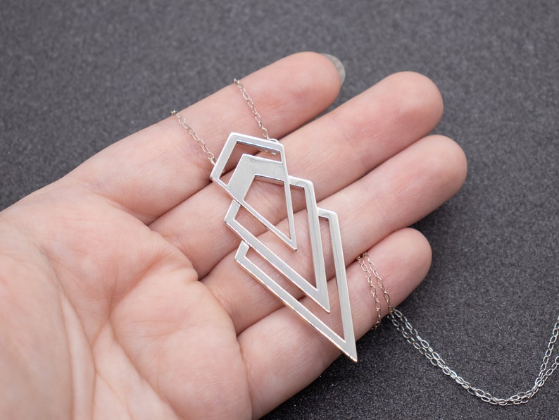 Valorous Necklace, Art Deco Jewelry, 3D Printed Jewelry, Silver Jewelry for Women, Gold Trendy Jewelry, Sterling Geometric Jewelry image 5